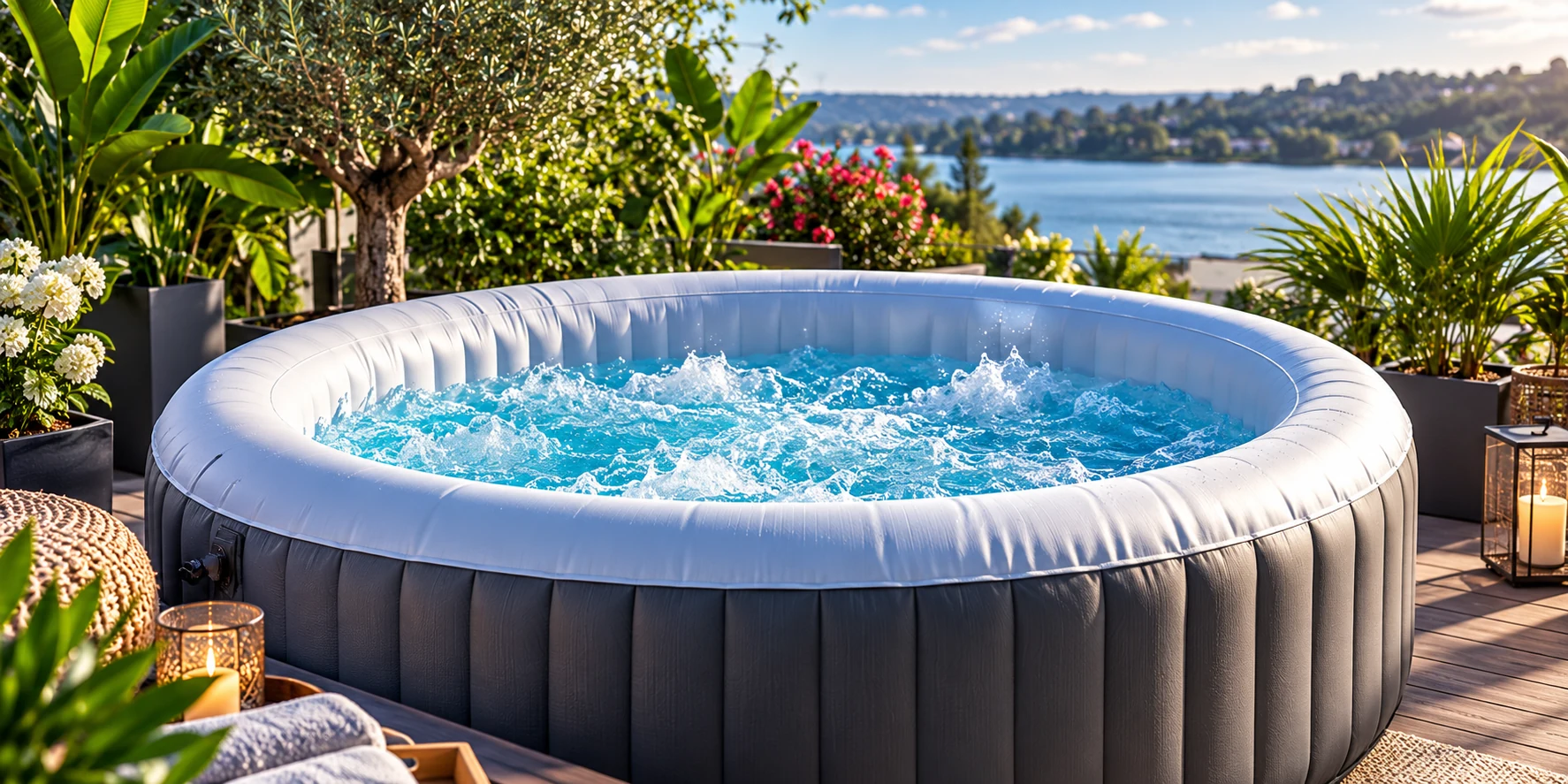 Aufblasbarer Whirlpool im Garten